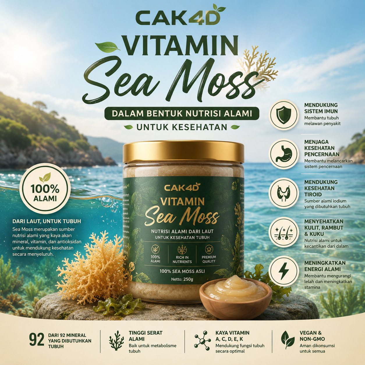 CAK4D - Vitamin Sea Moss Dalam Bentuk Nutrisi Alamai Untuk Kesehatan
